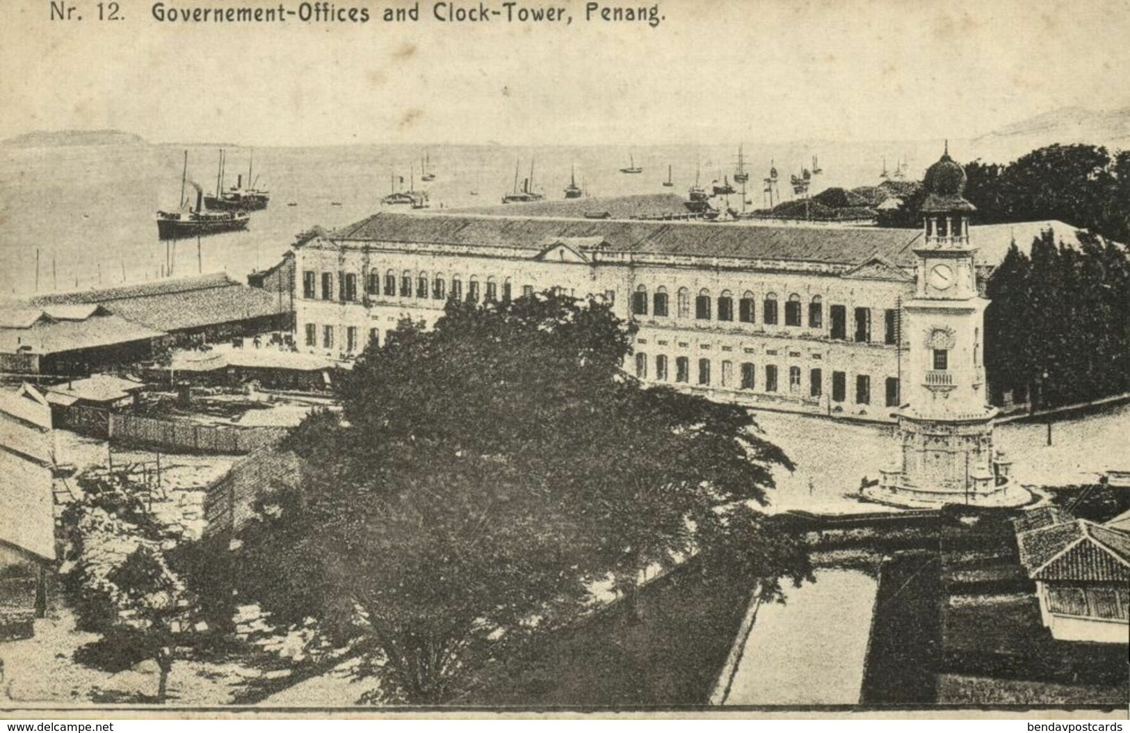 Malay Malaysia, PENANG, Government-Offices And Clock Tower (1910s) Postcard - Malaysia