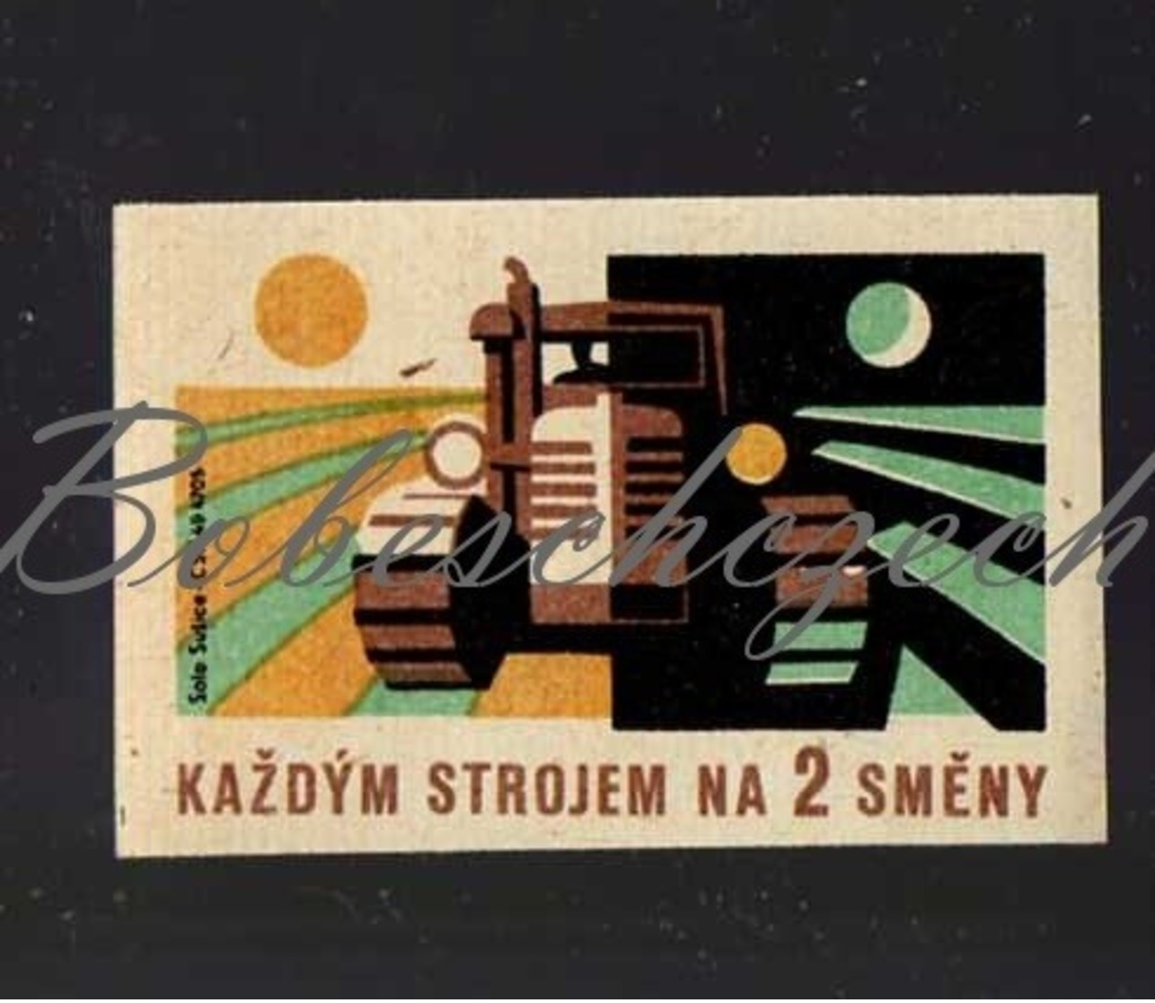 L1-235 CZECHOSLOVAKIA 1962 - Agriculture - Each Machine For 2 Work Shifts   - Tracked Tractor At Day And Night - Zündholzschachteletiketten