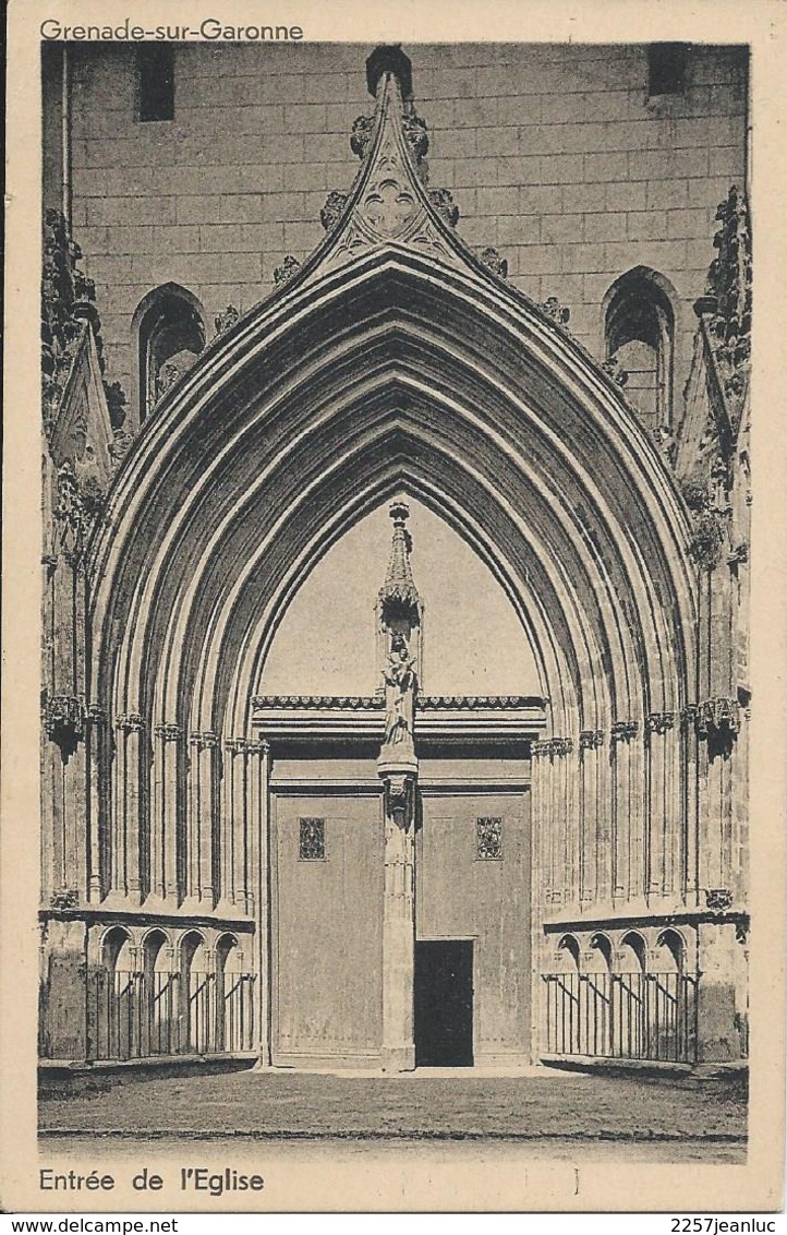 CP 31 - Grenade Sur Garonne L'Entrée De L'Eglise  Timbre & Oblitération Au Dos 1937 - Autres & Non Classés