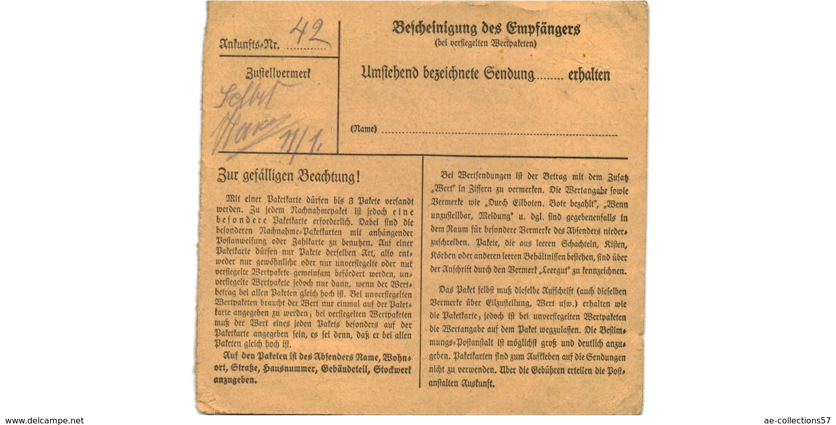 Allemagne  - Colis Postal  Départ Dortmund  - Pour Waldheim   -     28-12-42 - Briefe U. Dokumente