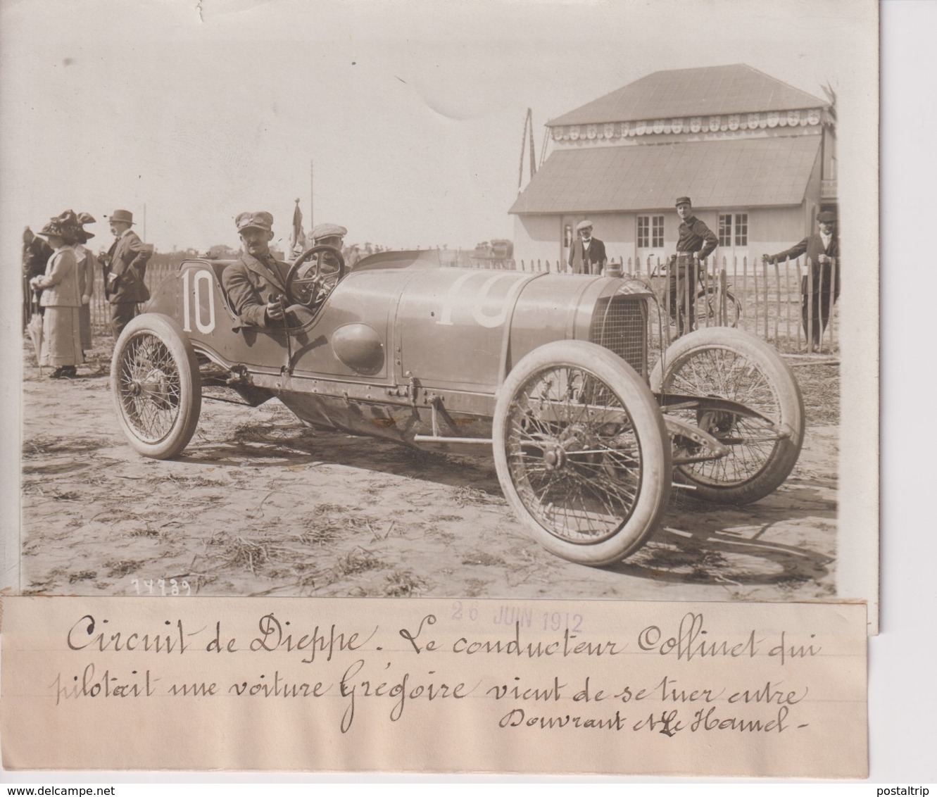 CIRCUIT DE DIEPPE LE CONDUCTEUR COLLINET VOITURE GREGOIRE DOUVRANT HAMEL 18*13CM Maurice-Louis BRANGER PARÍS (1874-1950) - Automobiles