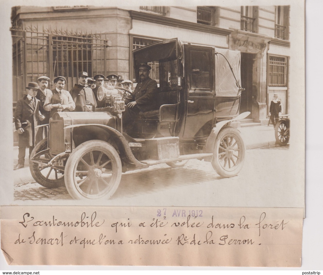 AUTOMOBILE VOLÉE FORET SENART RETROUVÉE RUE DE LA PERRON 18*13CM Maurice-Louis BRANGER PARÍS (1874-1950) - Coches