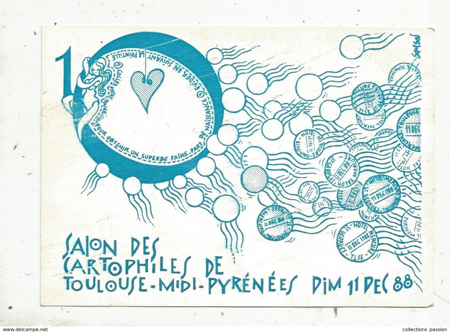 Cp, Bourses& Salons De Collections, Salon Des Cartophiles De Toulouse-Midi-Pyrénées,1988,illustrateur SAMSON - Borse E Saloni Del Collezionismo