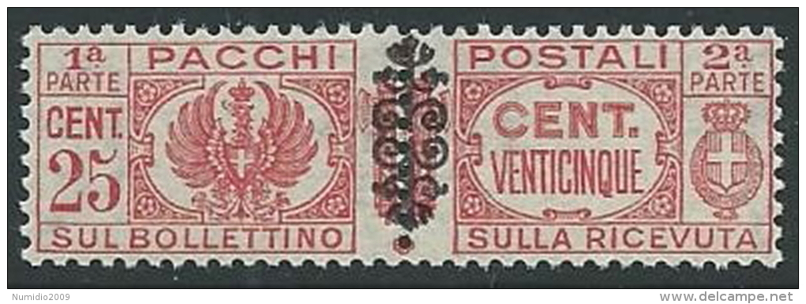 1945 LUOGOTENENZA PACCHI POSTALI 25 CENT MNH ** - SV13 - Colis-postaux