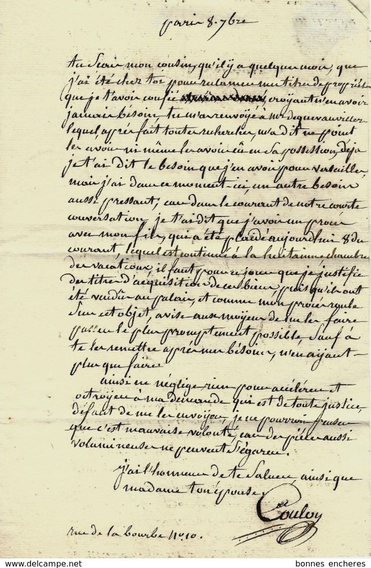 1830 PARIS BANLIEUE Coulon Pour Gennevilliers Leboeuf  LETTRE Sign. Maçonnique Paris VOIR TEXTE - Sonstige & Ohne Zuordnung