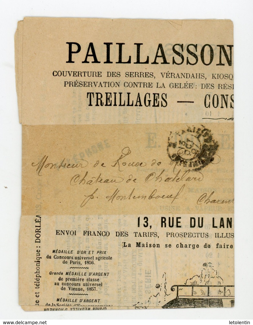 CACHET DES IMPRIMÉS "PARIS ? PP" SUR BANDE DE JOURNAL DE TARIFS DE PAILLASSON & CLAIES 1899 - 1877-1920: Période Semi Moderne