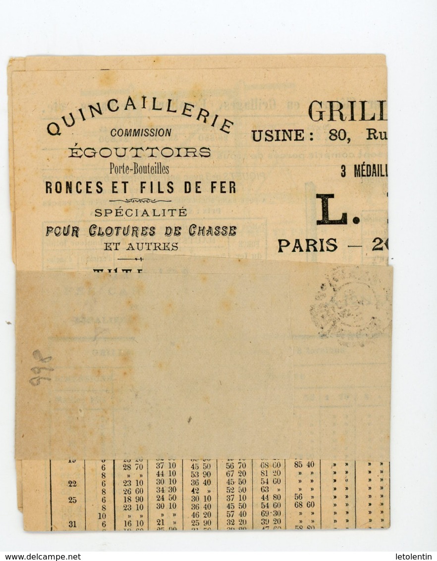 CACHET DES IMPRIMÉS "PARIS ? PP" SUR BANDE DE JOURNAL DE TARIFS DE T. PHILIPPON 1898 - 1877-1920: Période Semi Moderne