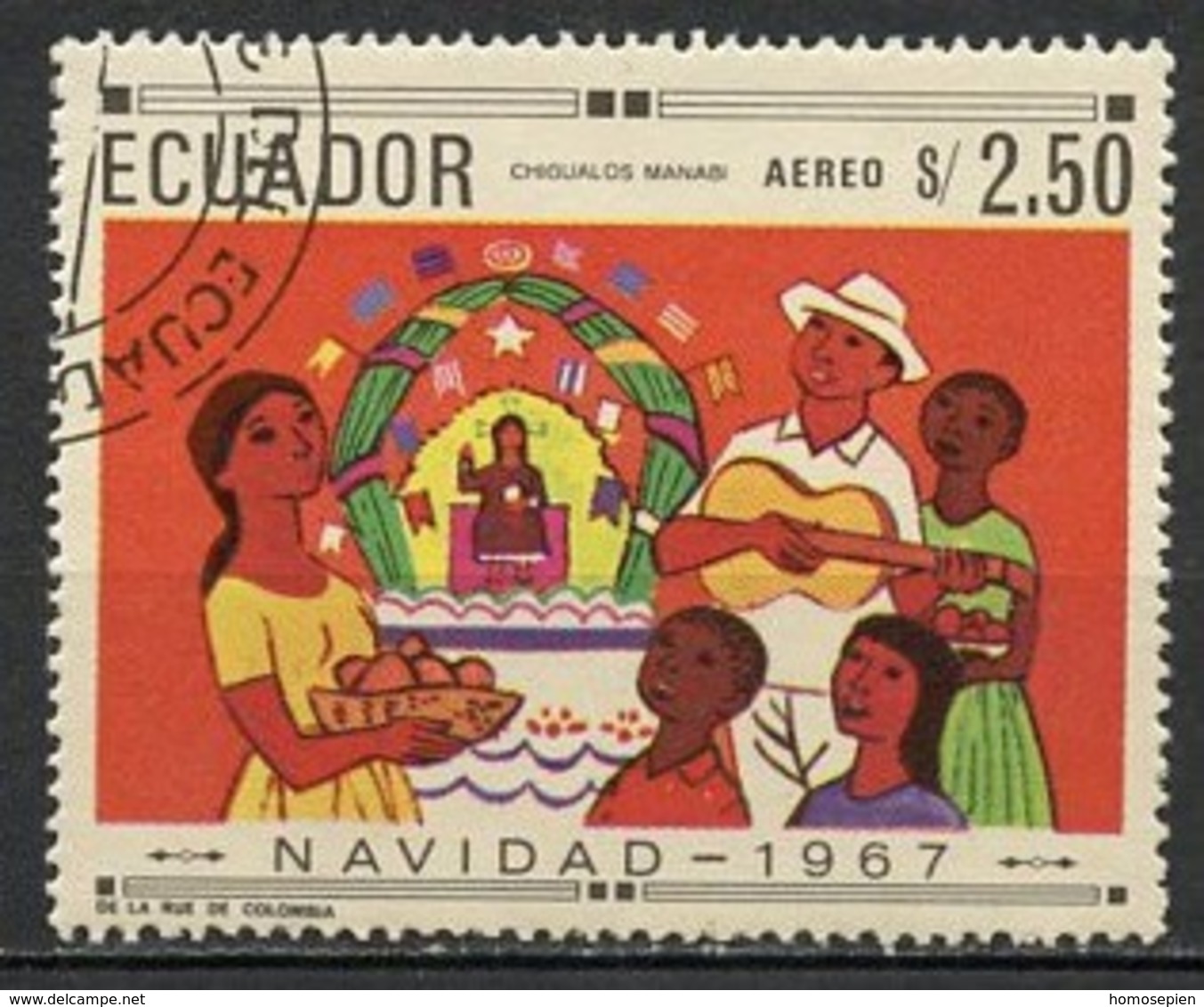 Equateur - Ecuador Poste Aérienne 1967 Y&T N°PA494A - Michel N°F1397 (o) - 2,50s Noël - Equateur