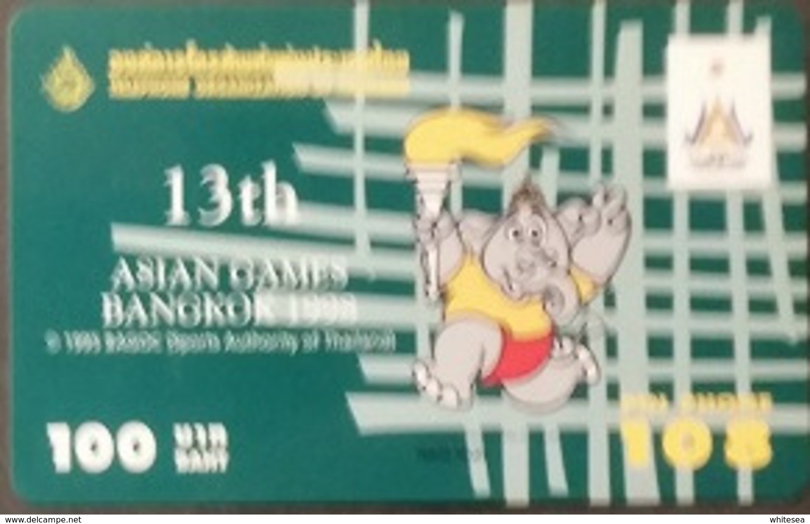 Prepaidcard Thailand - Pin Phone 108 - Sport - Asian Games Bangkok 1998 - Elefant - Thaïland