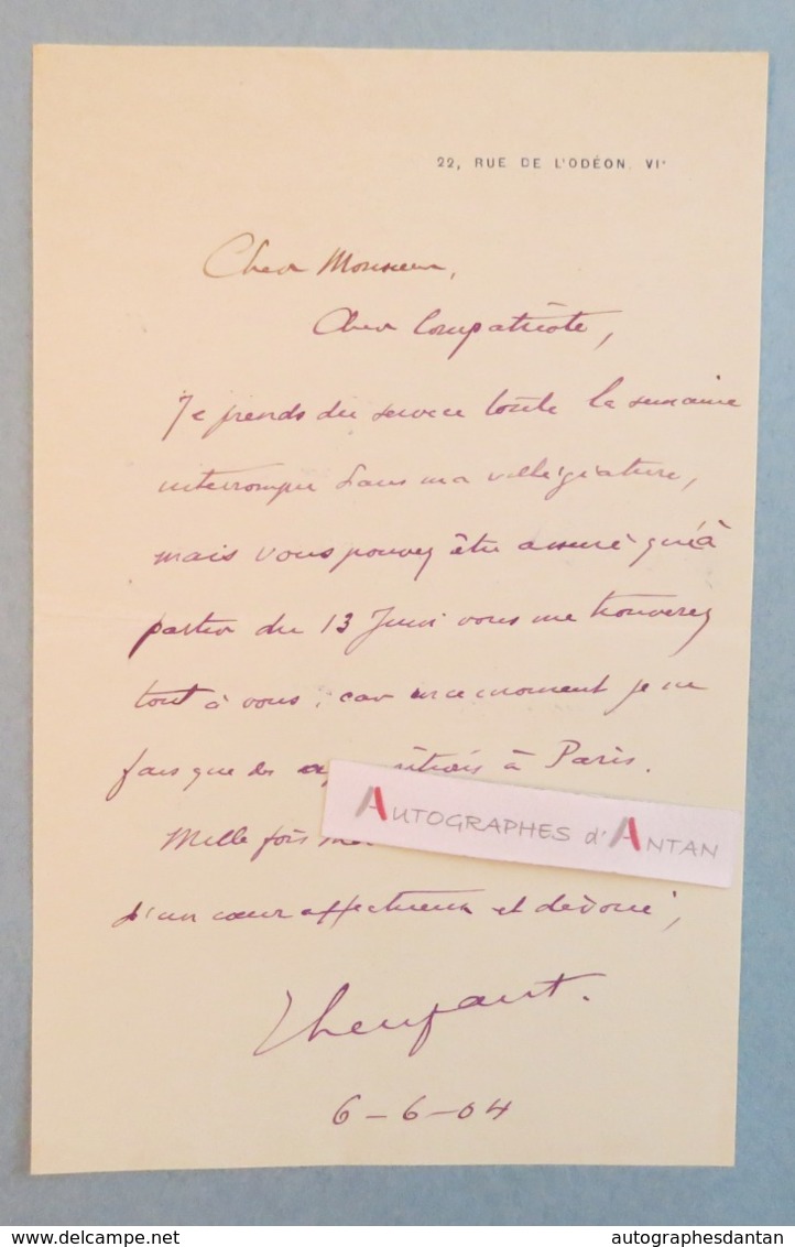 L.A.S 1904 Général Eugène LENFANT Officier D'artillerie Coloniale - Fleuve Niger / Tchad - Né à Melun Lettre Autographe - Autres & Non Classés