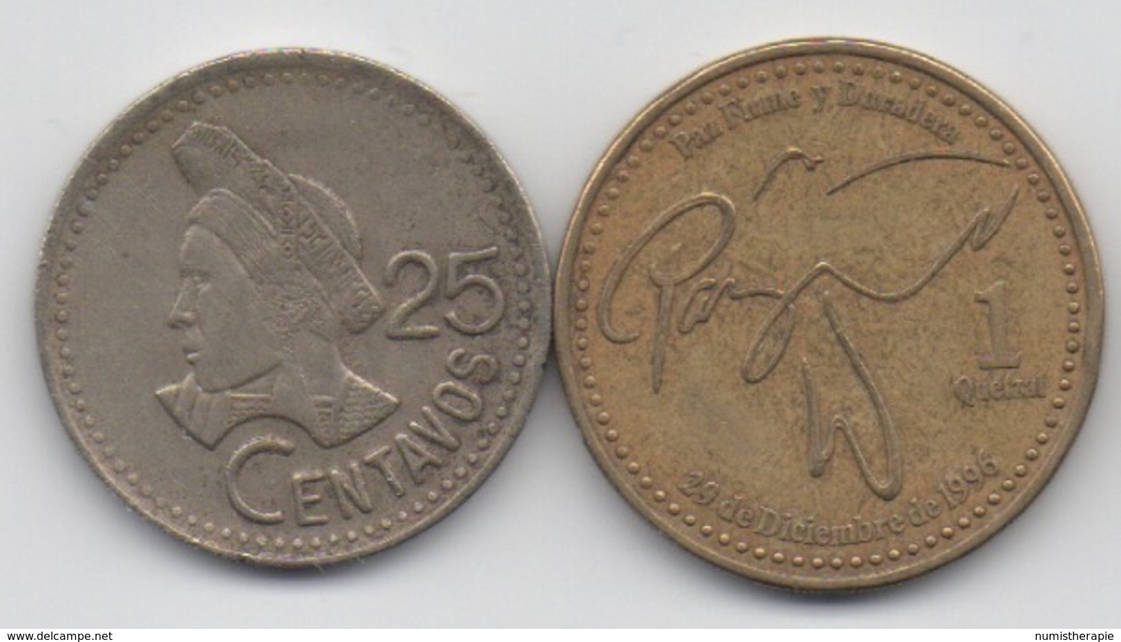 Guatemala : 25 Centavos 1989 & 1 Quetzal 1999 - Guatemala