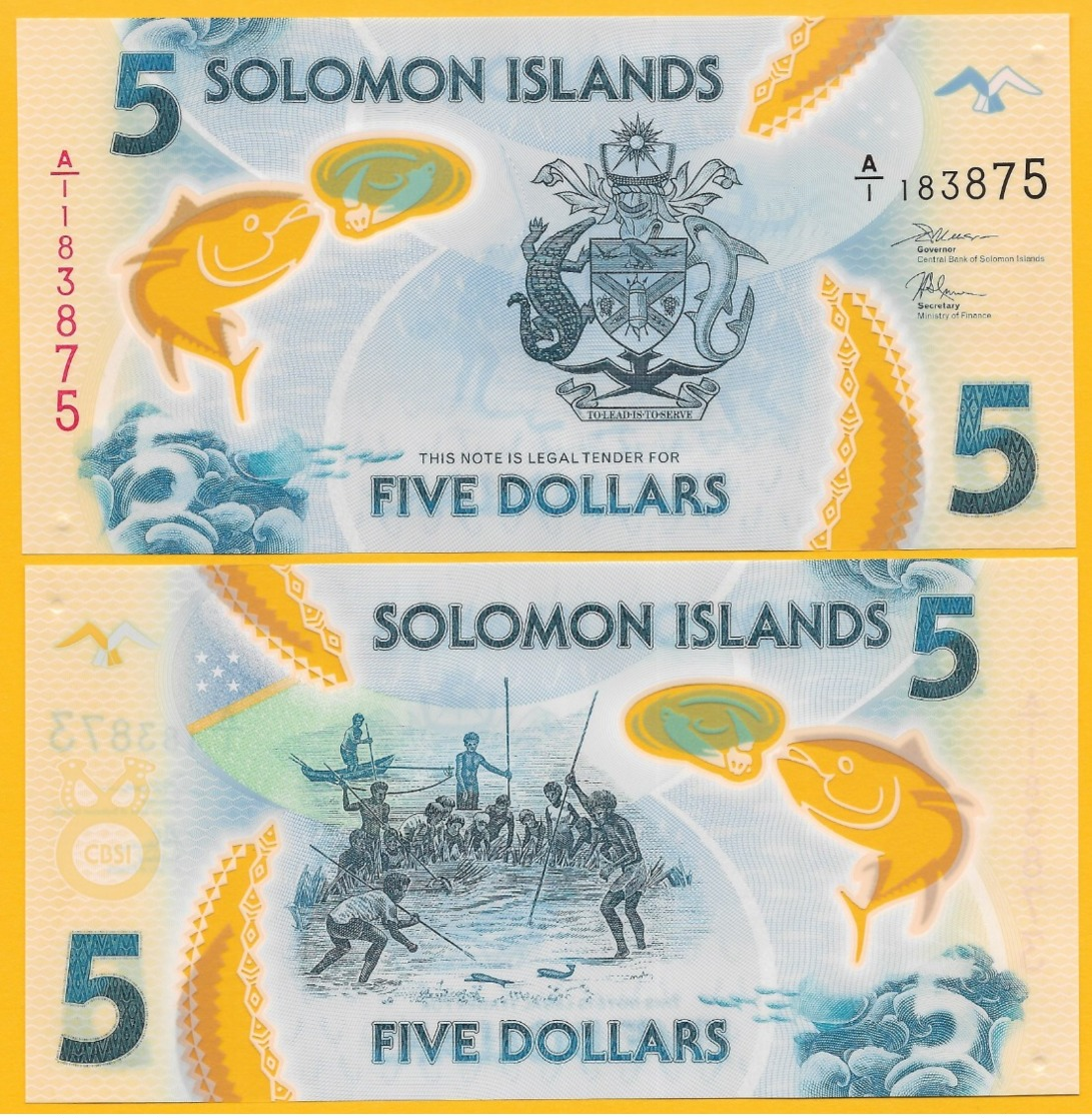 Solomon Islands 5 Dollars P-new 2019 UNC Polymer Banknote - Salomonseilanden