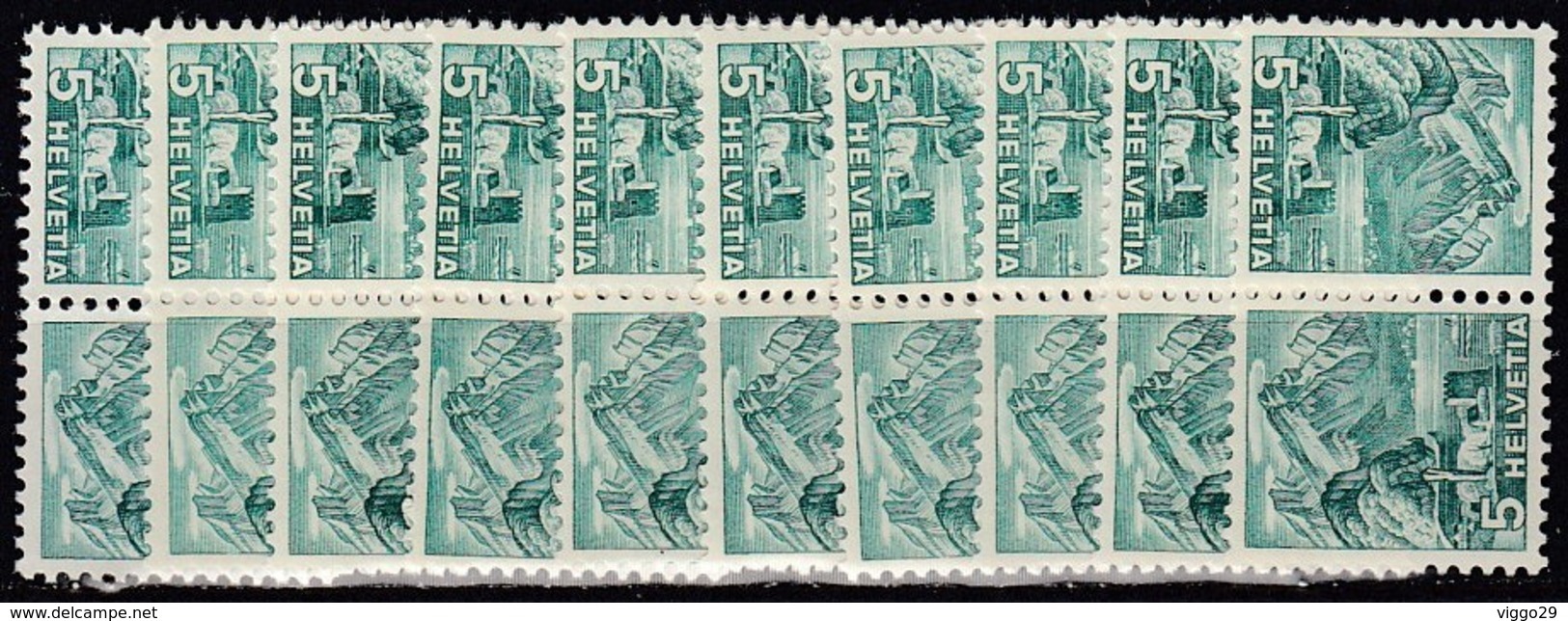 10x Switzerland Suisse Schweiz 1937, Landscapes As Inverted Pairs (tête-bêche) (MNH, **) - Collections (without Album)