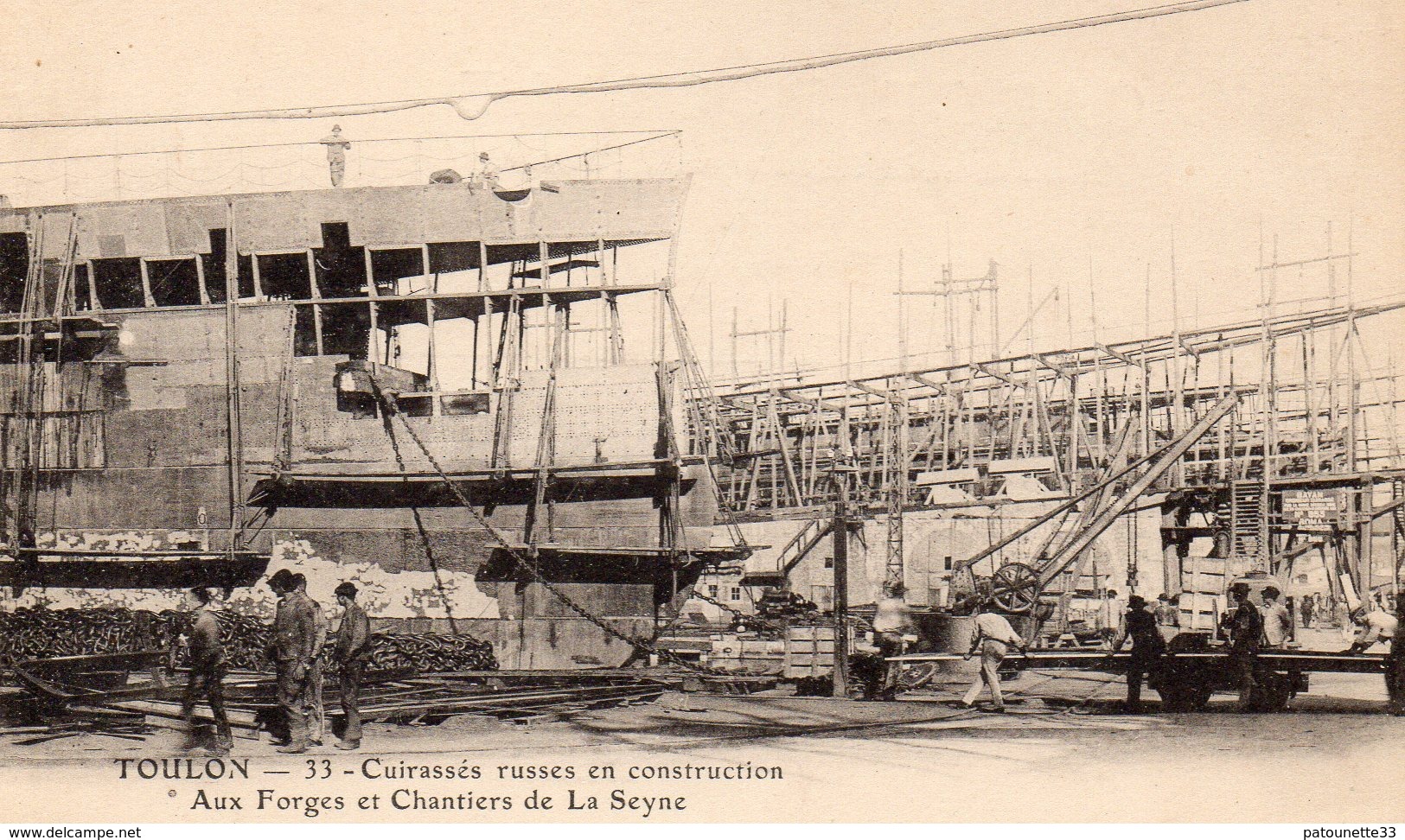 83 LA SEYNE SUR MER FORGES ET CHANTIERS CUIRASSES RUSSES EN CONSTRUCTION CLICHE UNIQUE CARTE PRECURSEUR - La Seyne-sur-Mer