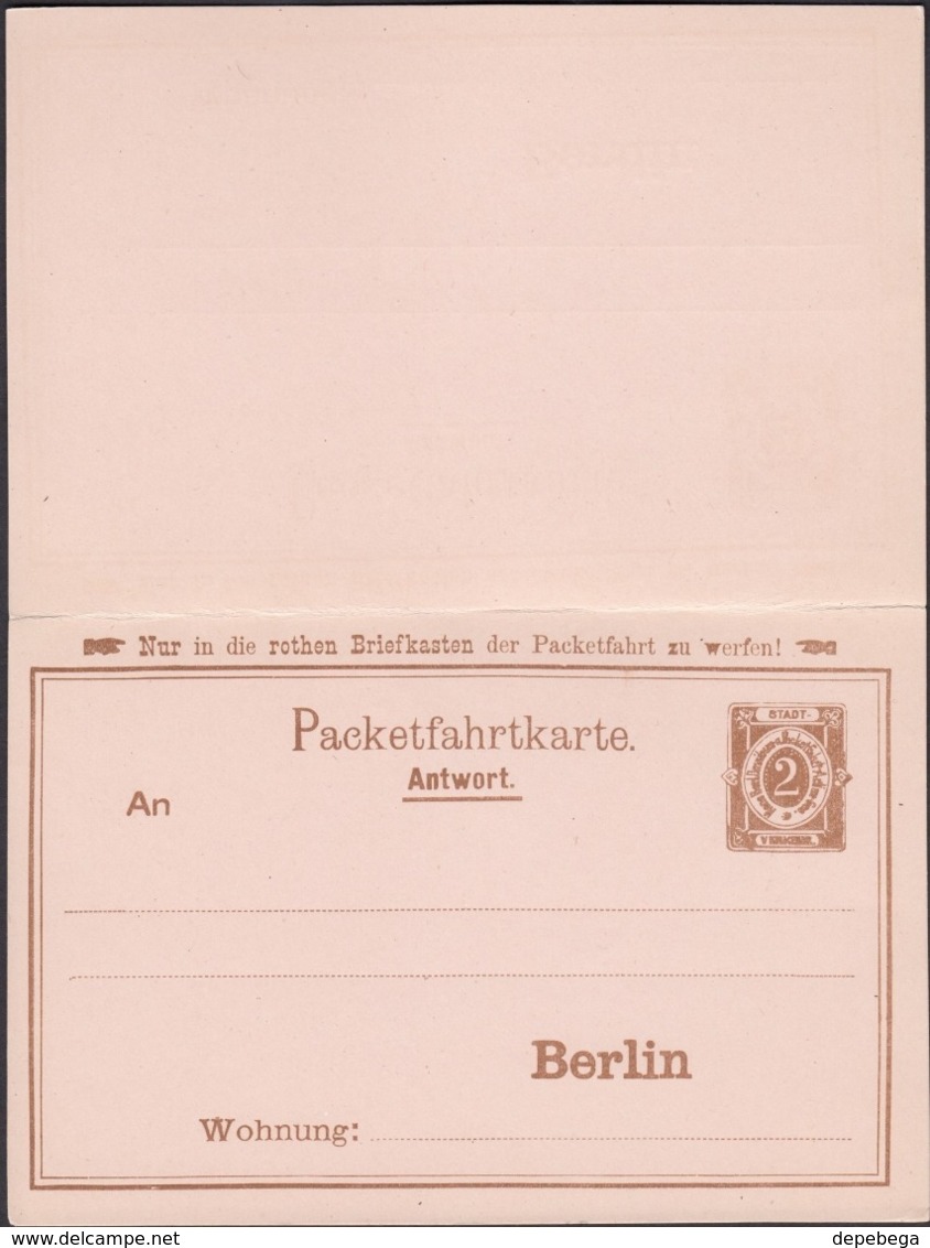 Germany 1895 - Berlin Privaten Stadtpost Ganzsache + Antwort. Omnibus Packetfahrtkarte AG. - Private & Local Mails