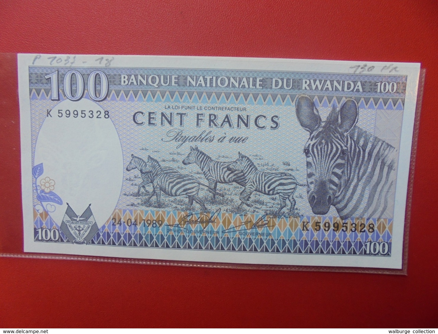 RWANDA 100 FRANCS 1989 PEU CIRCULER  (B.7) - Rwanda