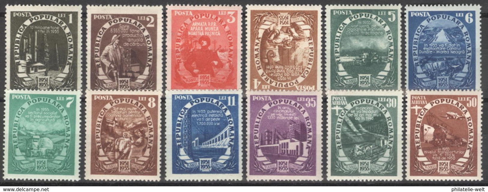 Rumänien 1276/87 ** Postfrisch Fünfjahrplan - Unused Stamps