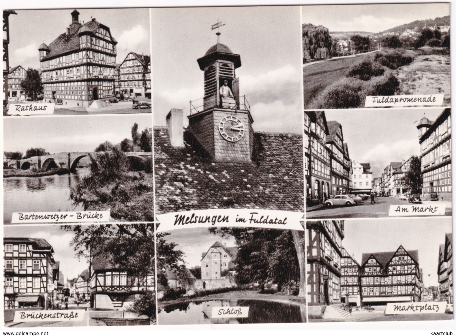 Melsungen Im Fuldatal - Bartenwetzer Brücke, Schloß, Rathaus,Markt, Brückenstraße, Marktplatz, Fuldapromenade - Melsungen