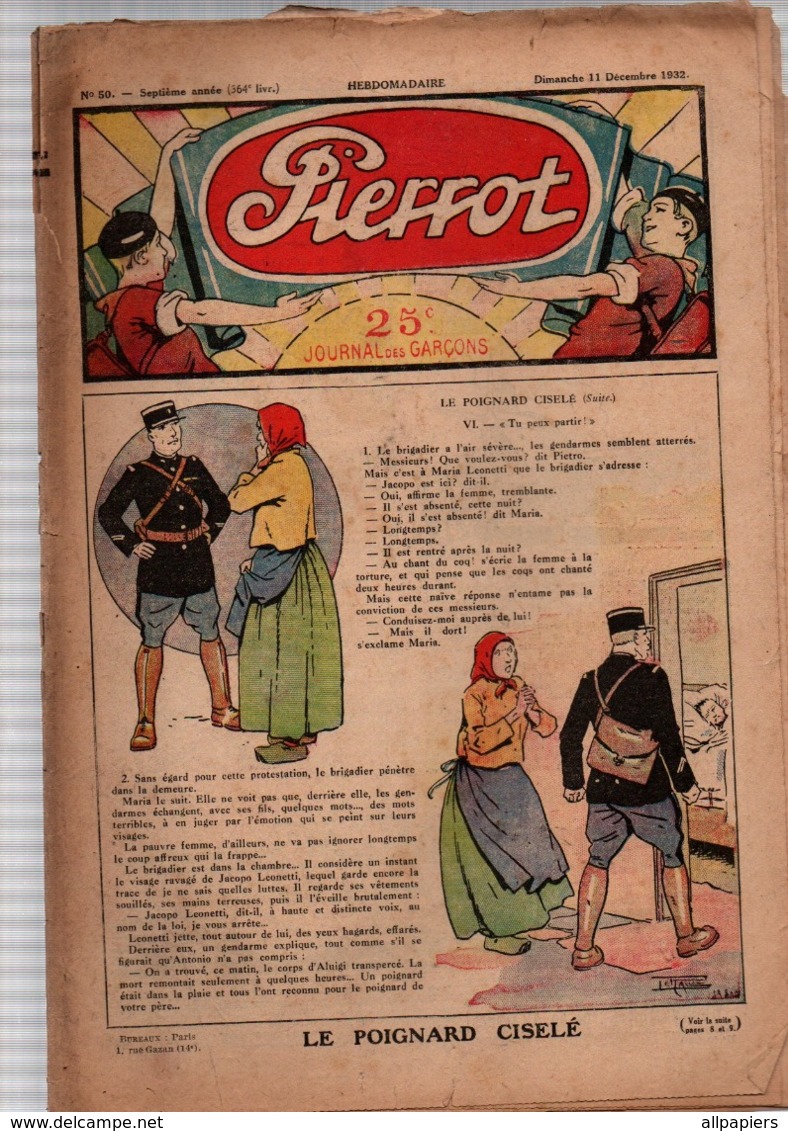 Pierrot N°50 Le Poignard Ciselé - Terre Glacée - Les Avions Stratosphériques - Pitche Sauvé Des Eaux - Démence De 1932 - Pierrot