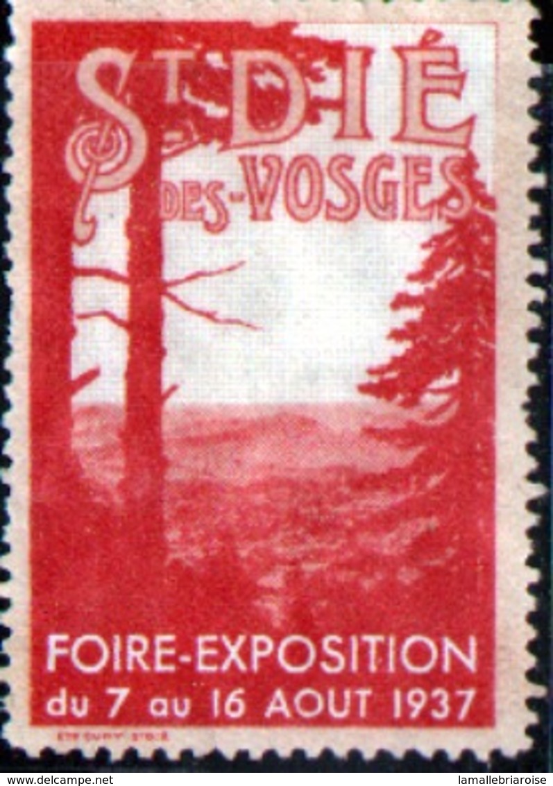 Erinophilie, Vignette : St Die Des Vosges, Foire Exposition Du 7 Au 16 Aout 1937 - Deportes