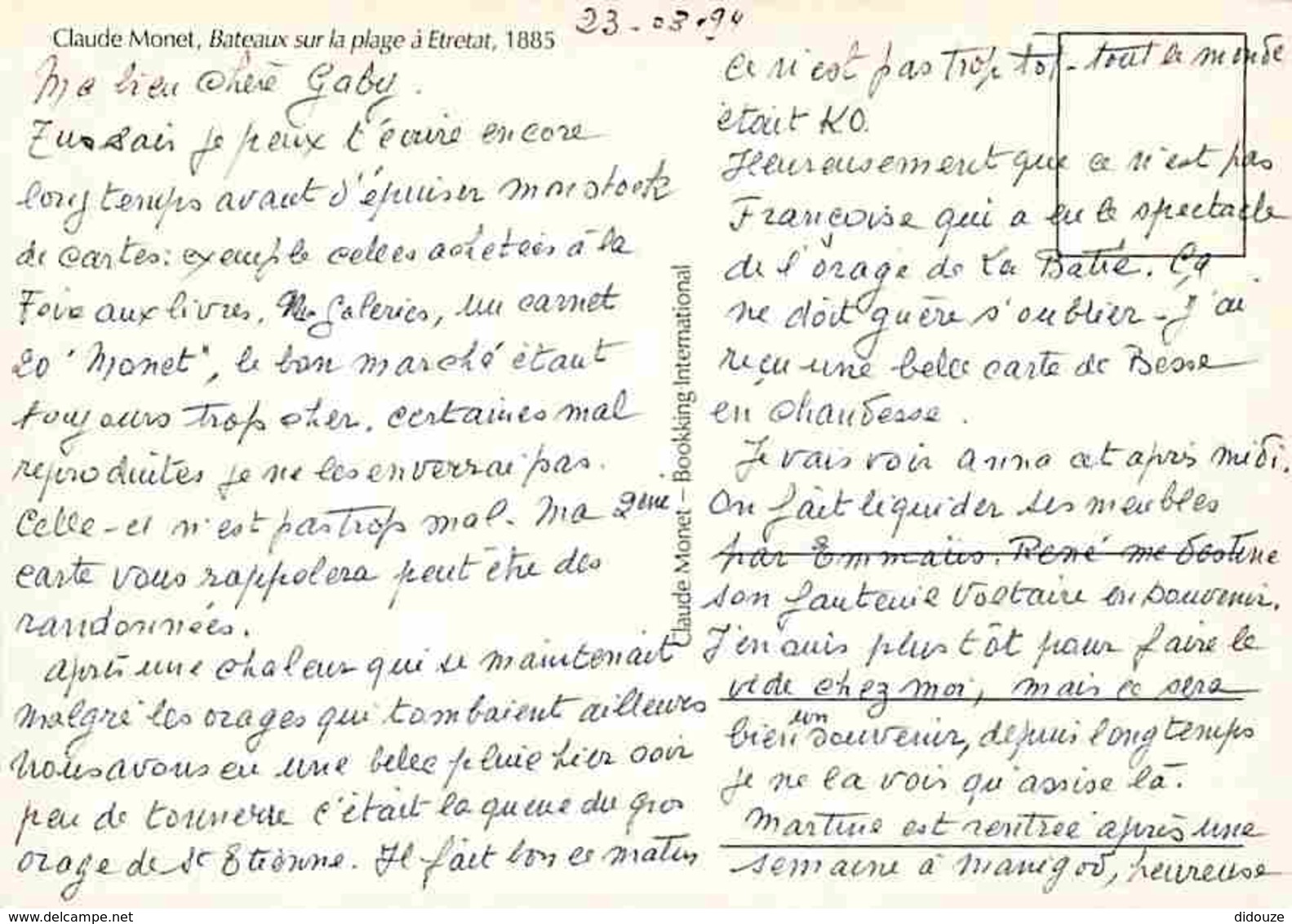 Art - Peinture - Claude Monet - Bateaux Sur La Plage à Etretat - Voir Scans Recto-Verso - Malerei & Gemälde