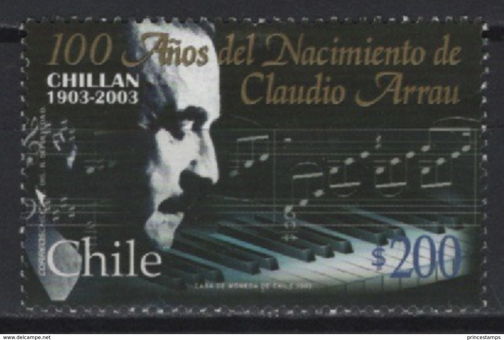 Chile (2003) Yv. 1659  /  Music - Musique - Musical Instruments - Piano - Musica