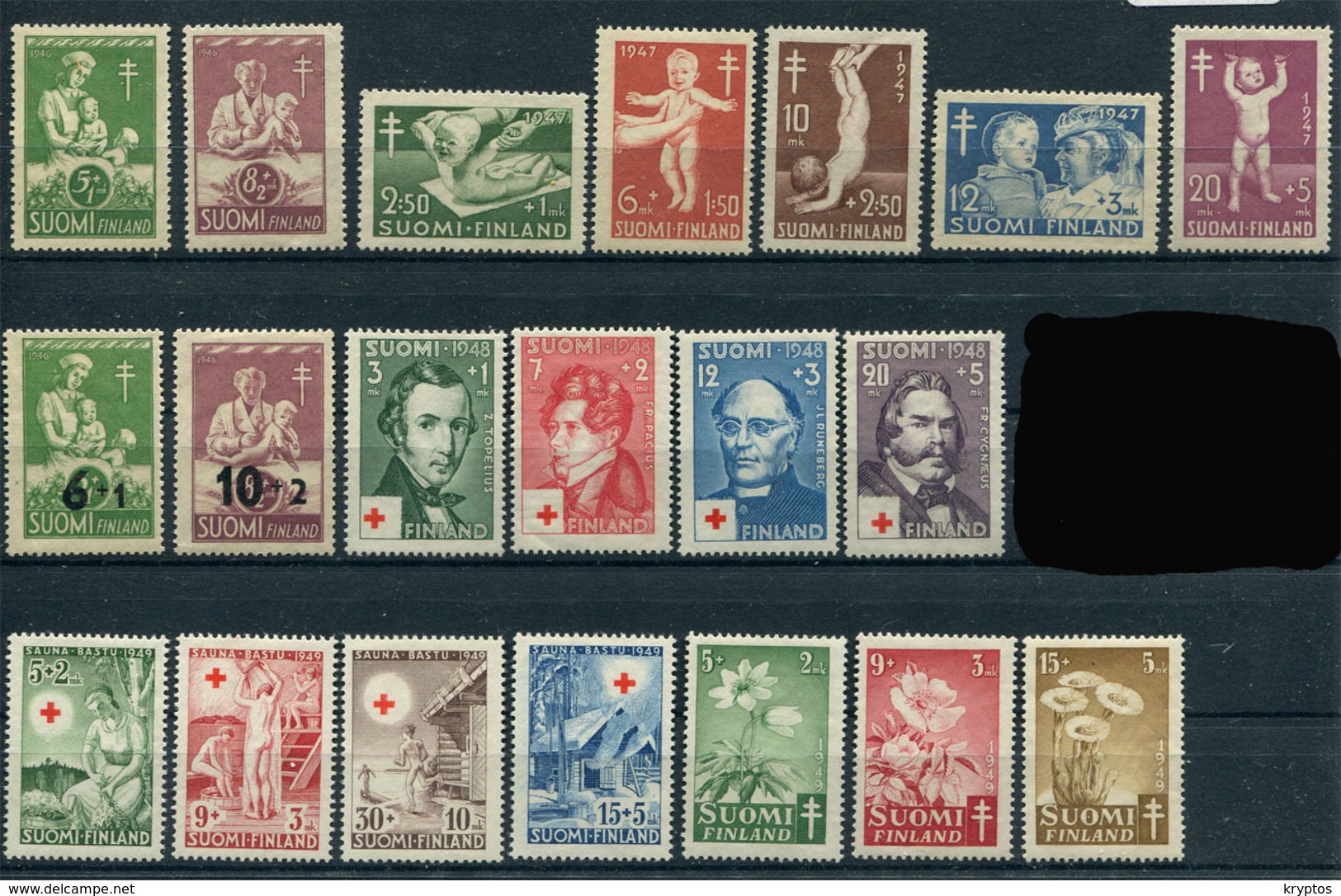 Finland 1946-49. 6 Complete Sets (20 Stamps) (not Mint - Lightly Hinged) - Collections