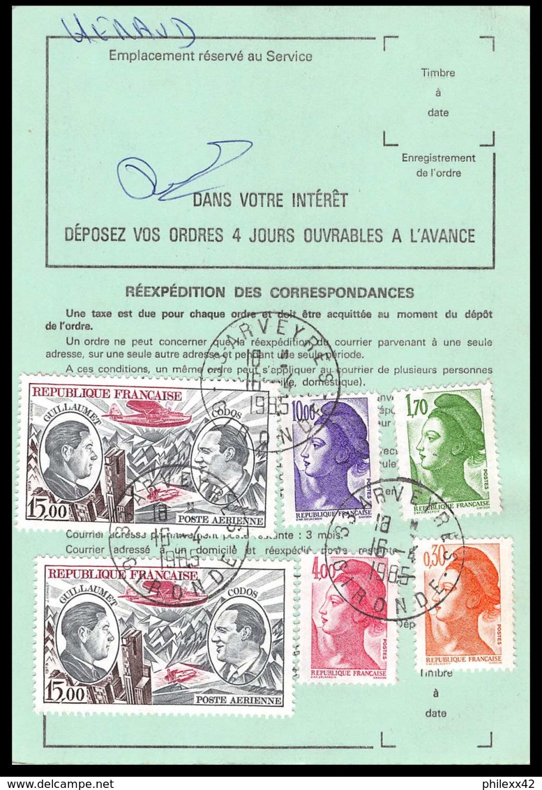 50564 Arveyres Libourne Gironde Poste Aérienne PA N°48 Guillaumet Codos X2 Airmal Ordre De Reexpedition Definitif France - 1960-.... Briefe & Dokumente