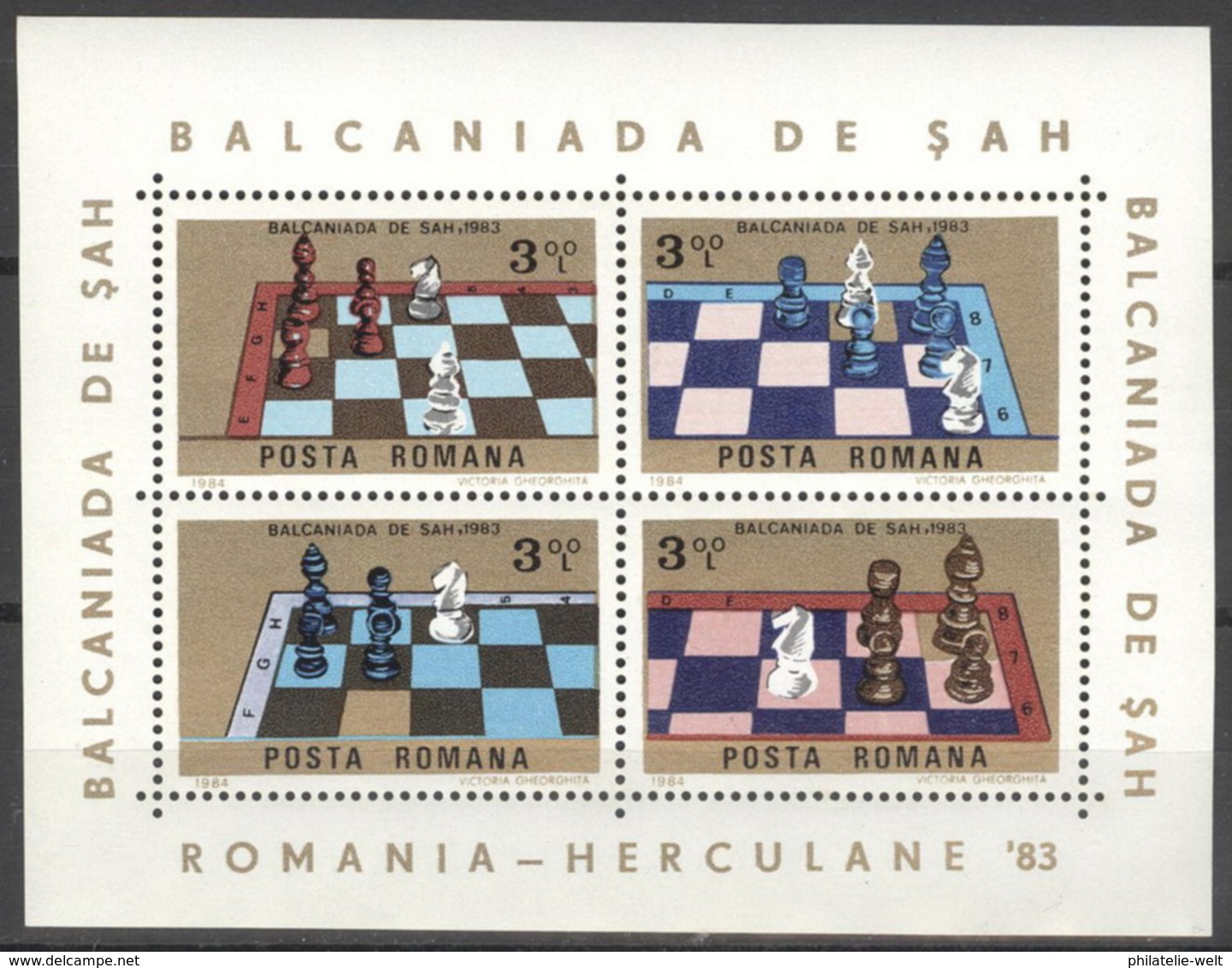 Rumänien Block 201 ** Postfrisch Schach - Blocks & Kleinbögen