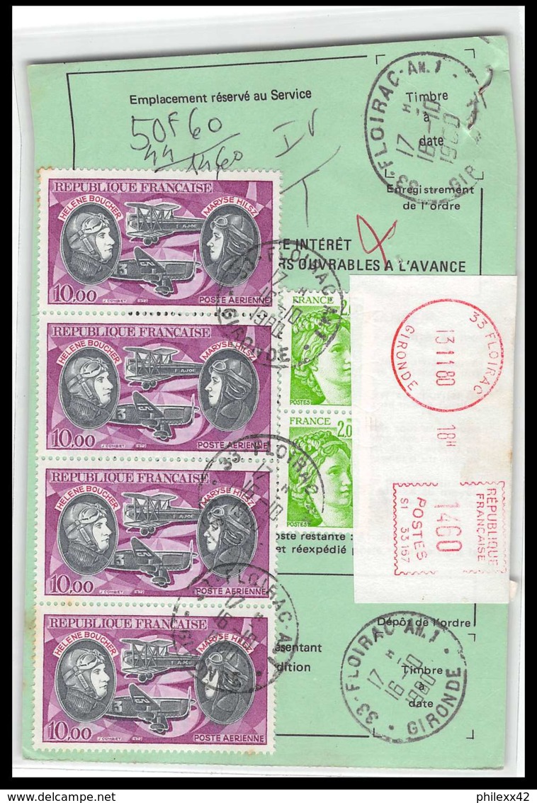 50828 Floirac Gironde Poste Aérienne PA N°47 Boucher Hilsz X 4 Airmal Ordre De Reexpedition Definitif France - 1960-.... Briefe & Dokumente