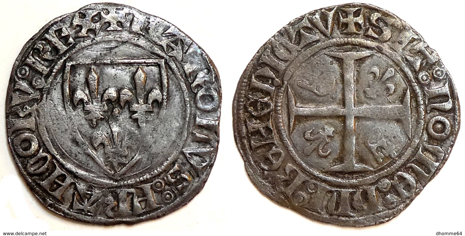 FRANCE - Charles VI [1380-1422] - Blanc Guénar - Rouen (point 15e) 2e émission (Dup. 377A ; 3,10 G) - 1380-1422 Charles VI Le Fol