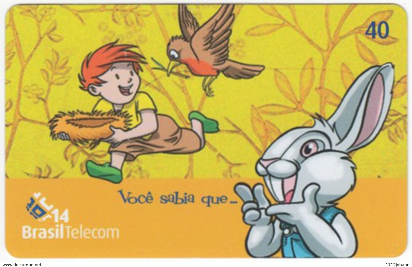 BRASIL J-362 Magnetic BrasilTelecom - Cartoon, Animal, Rabbit - Used - Brasilien