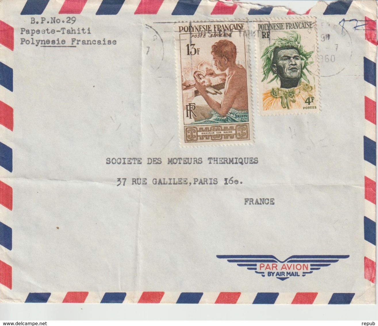 Lettre Polynésie 1960 Pour La France - Covers & Documents