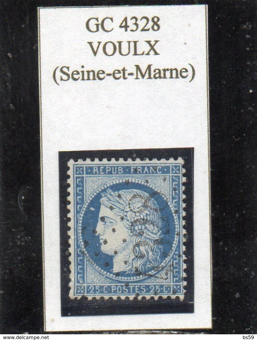 Seine-et-Marne - N° 60A Obl GC 4328 Voulx - 1871-1875 Cérès