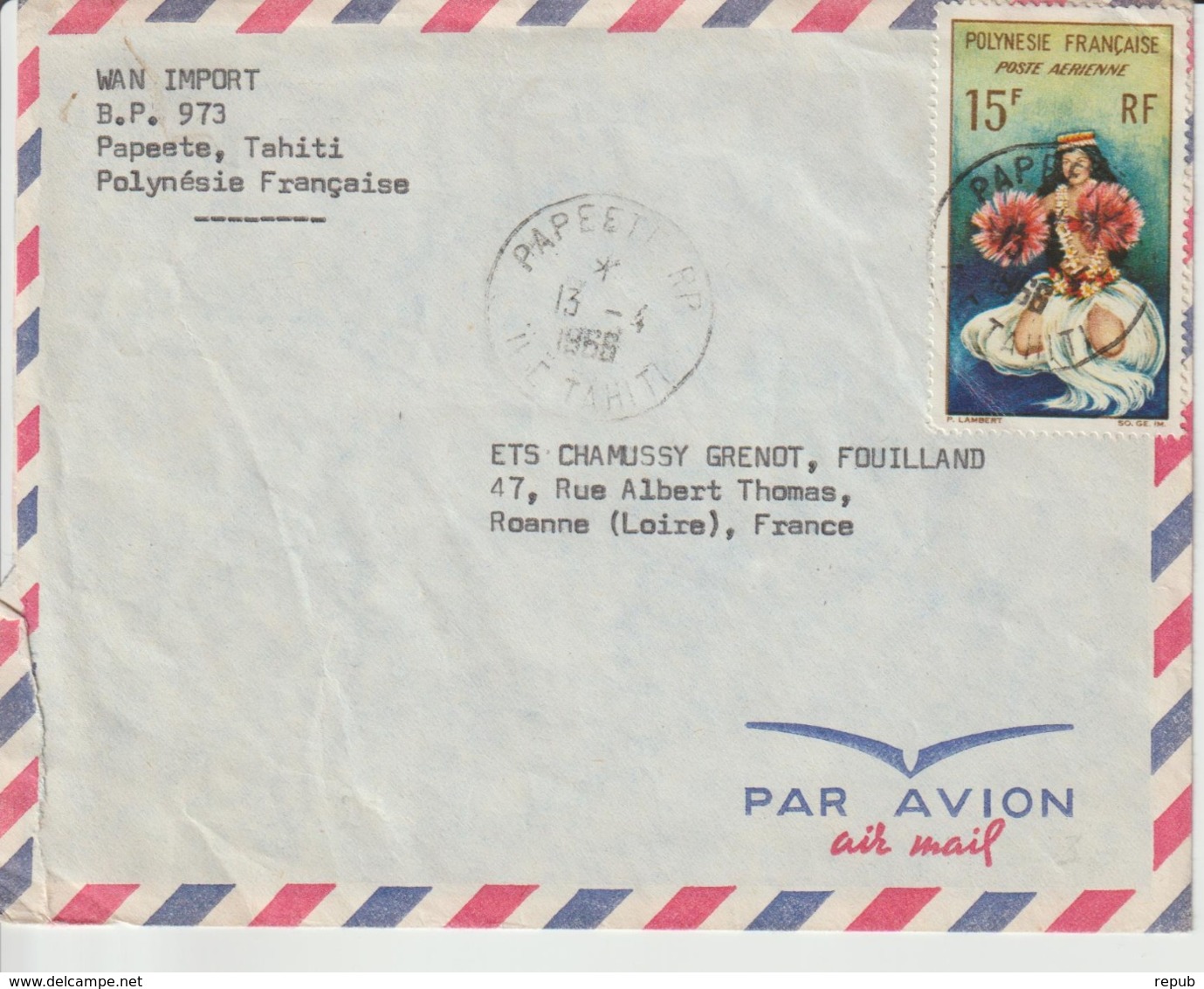 Lettre Polynésie 1966 Pour La France - Lettres & Documents