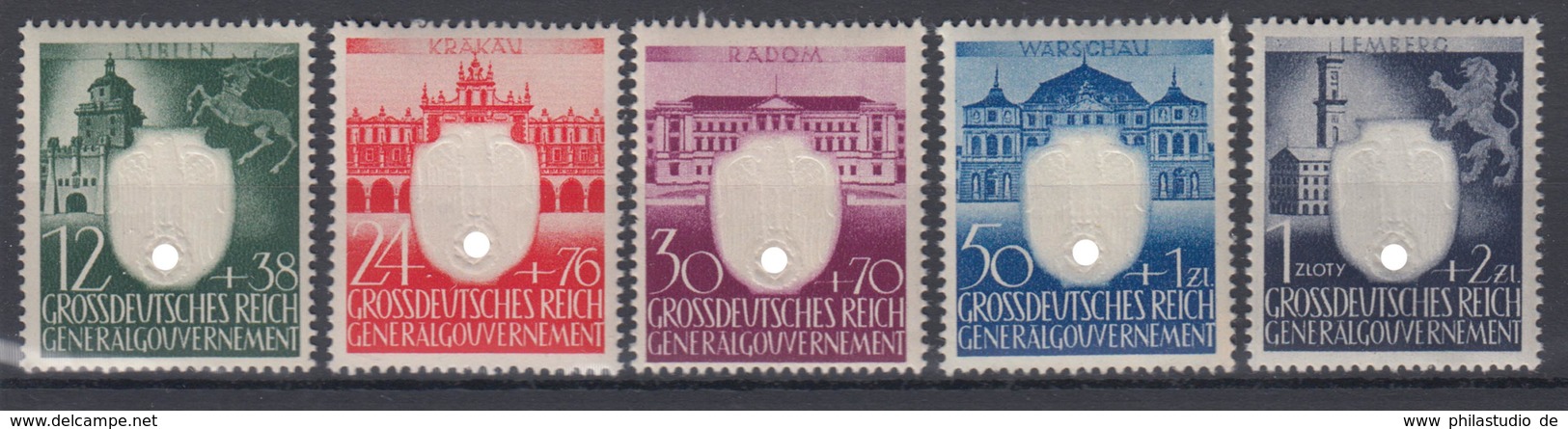 Generalgouvernement 105-109  3 Jahre Generalgouvernement Kompl. Satz Postfrisch - Besetzungen 1938-45