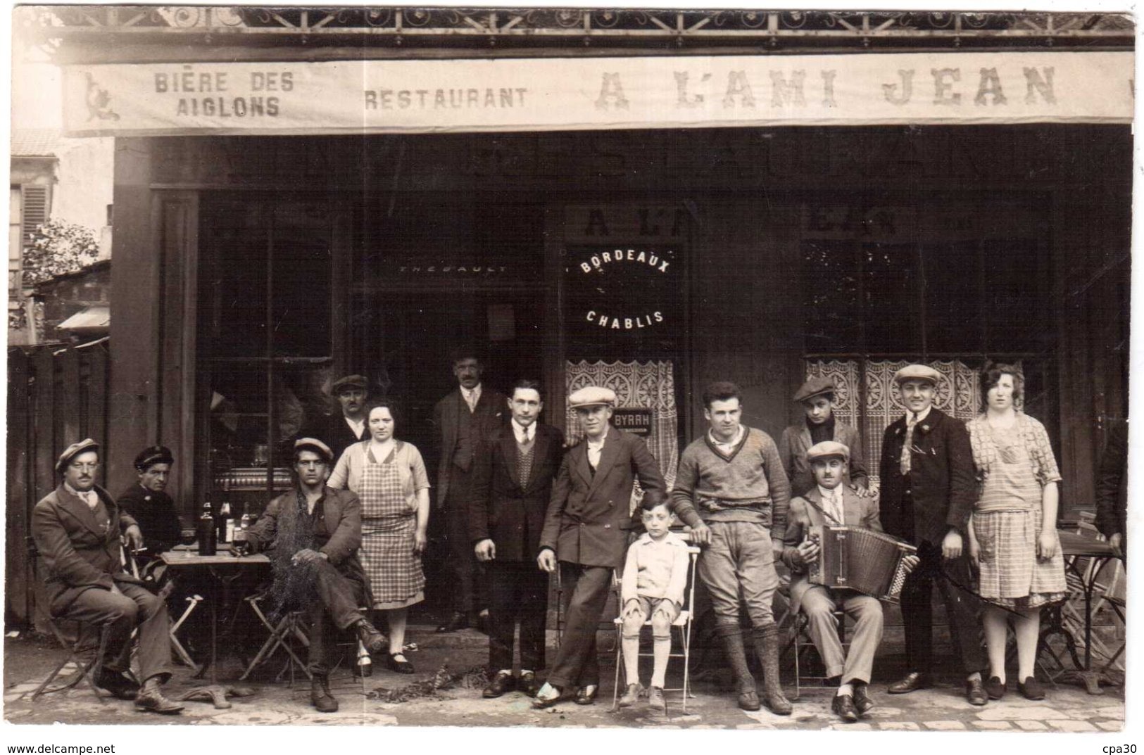 CPA PARIS.RESTAURANT A L'AMI JEAN.CARTE PHOTO - Cafés, Hoteles, Restaurantes