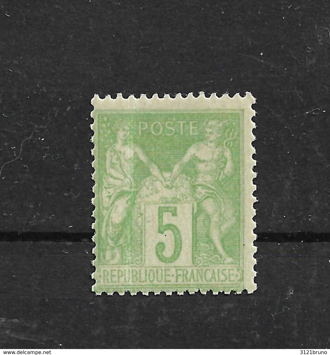 BON SAGE N 102 5c Vert Jaune  NEUF** - 1876-1898 Sage (Tipo II)