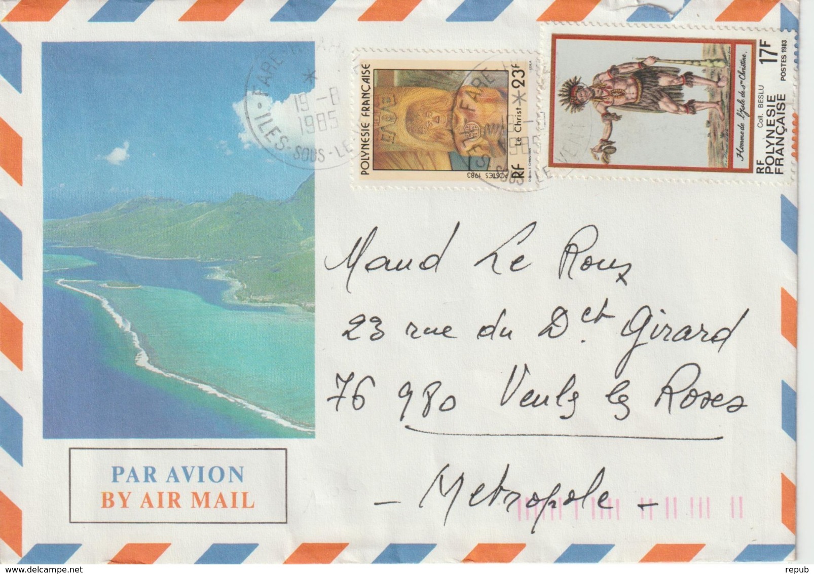 Lettre Polynésie 1985 Pour La France - Lettres & Documents
