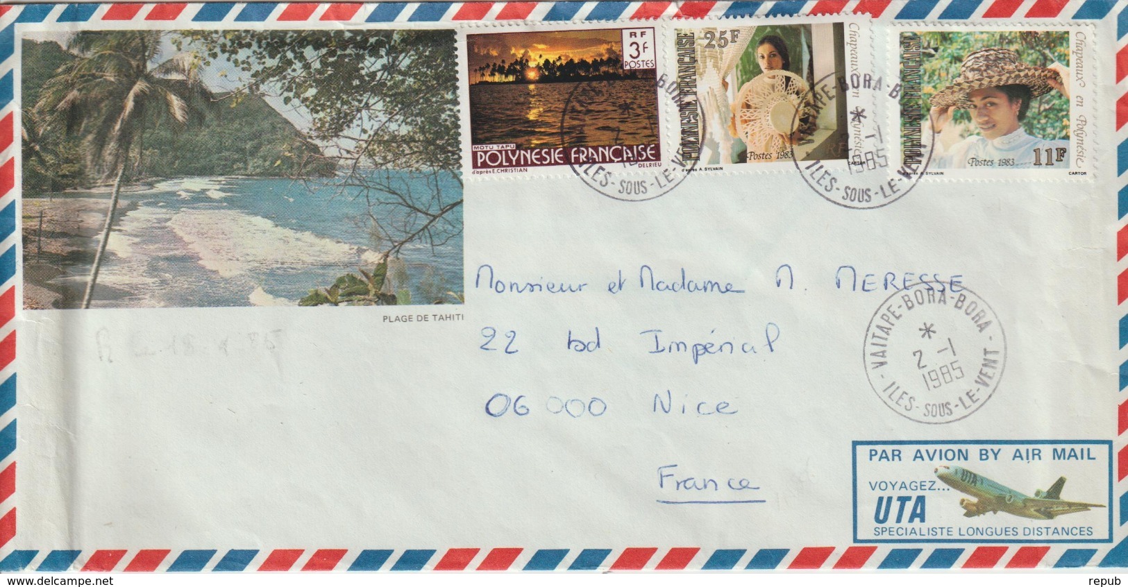 Lettre Polynésie 1985 Pour La France - Lettres & Documents