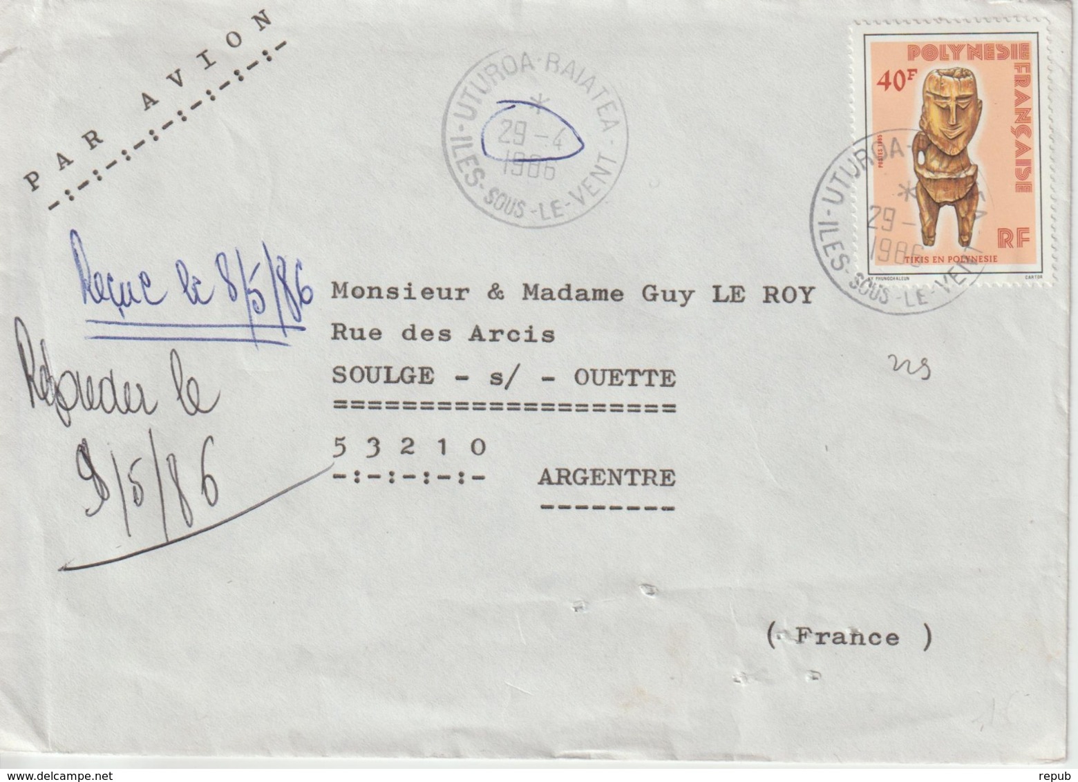 Lettre Polynésie 1986 Pour La France - Cartas & Documentos