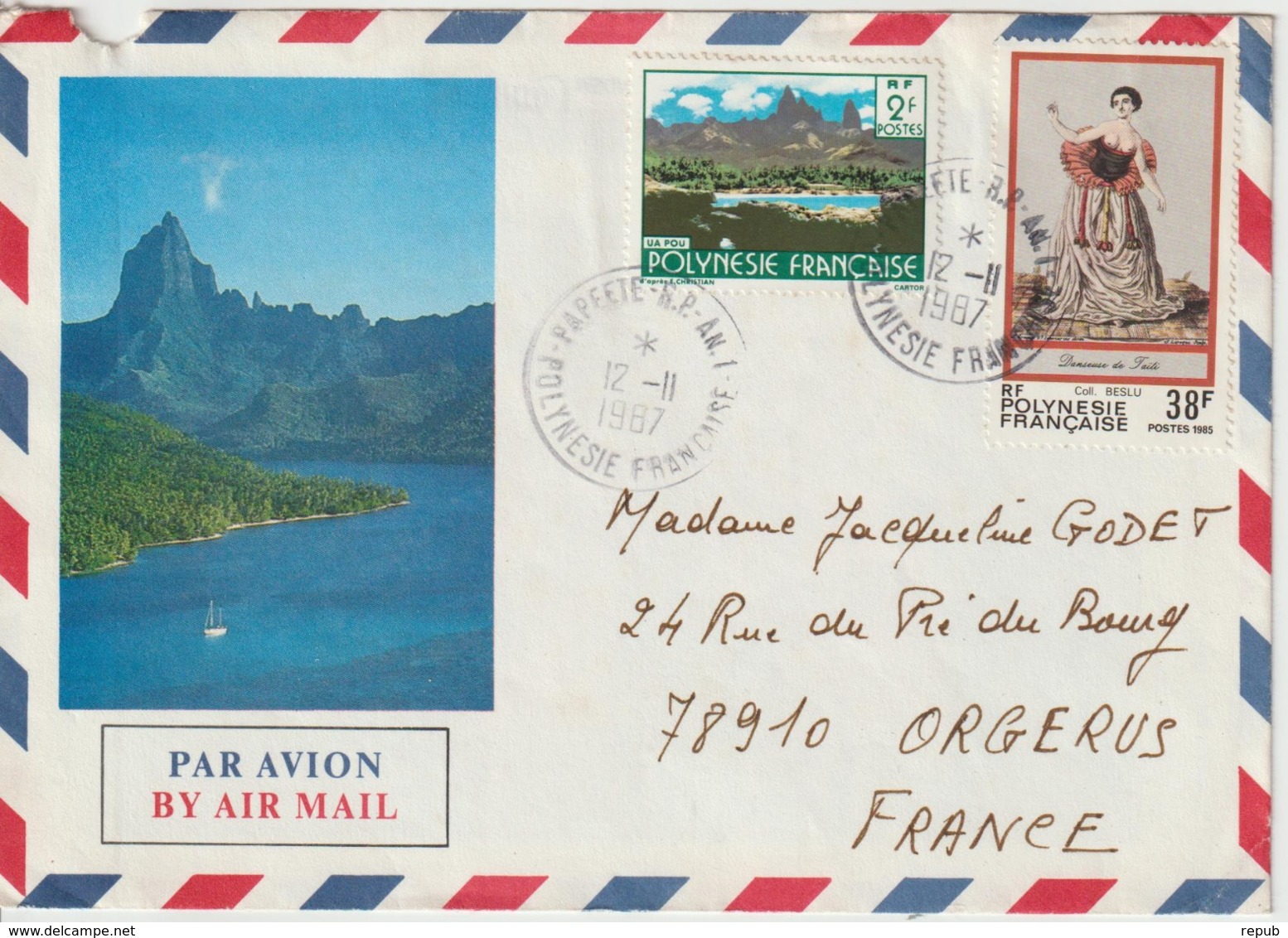 Lettre Polynésie 1987 Pour La France - Lettres & Documents