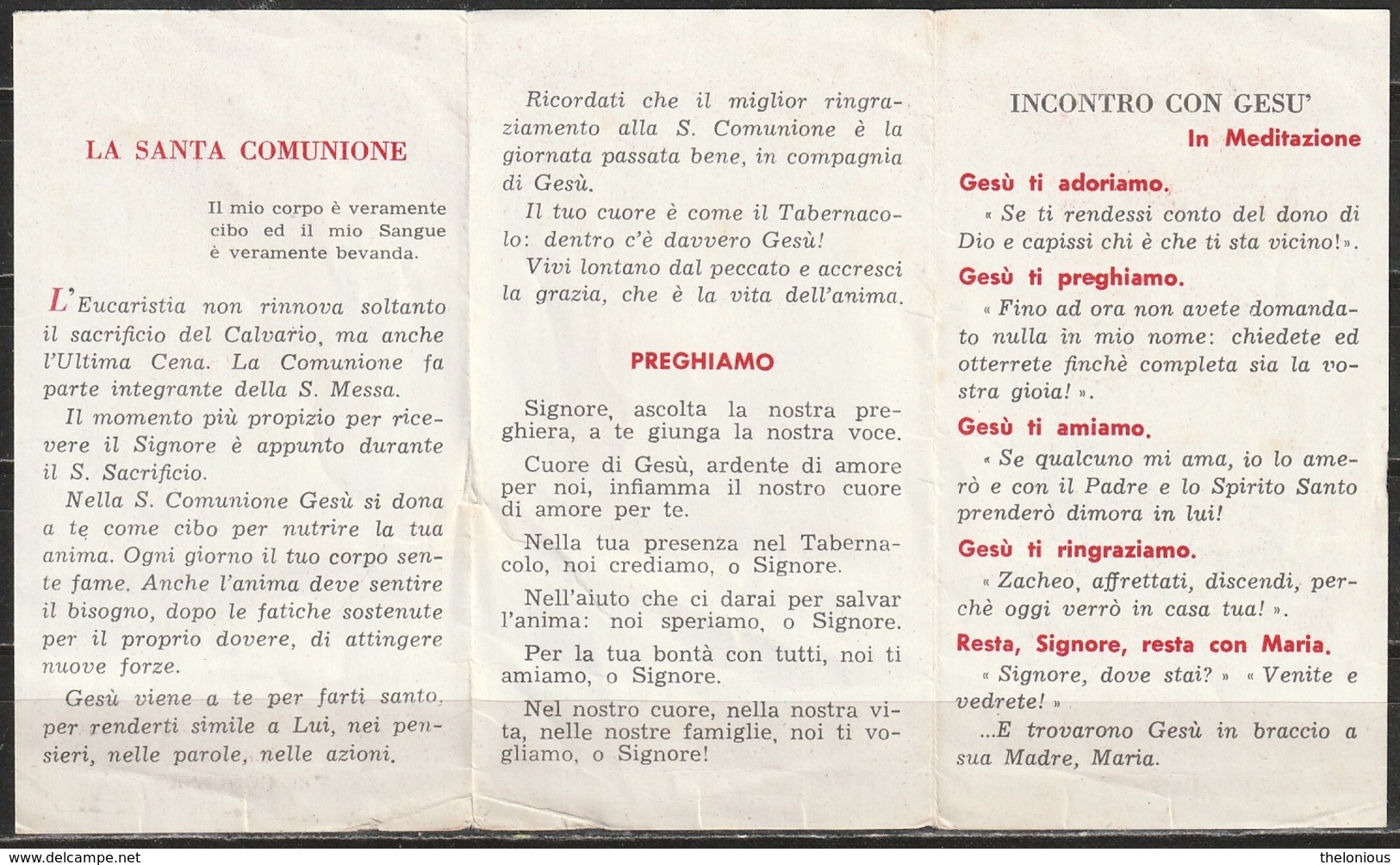 Santino - Concesa - S. Comunione Pasquale Anno 1966 - Devotion Images