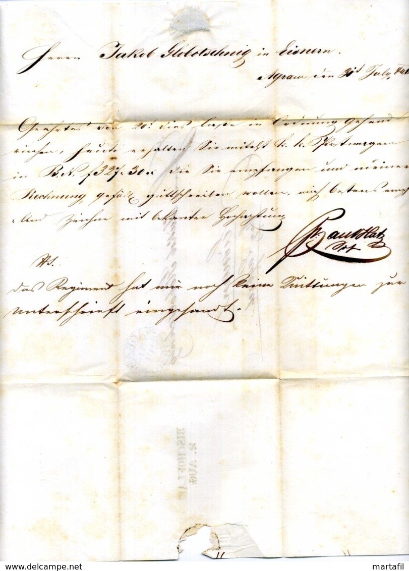 Lettera 31/Jul/1840 Da AGRAM (Zagabria) Per BISCHOFLAK (Škofja Loka - SLOVENIA) - Slovenia