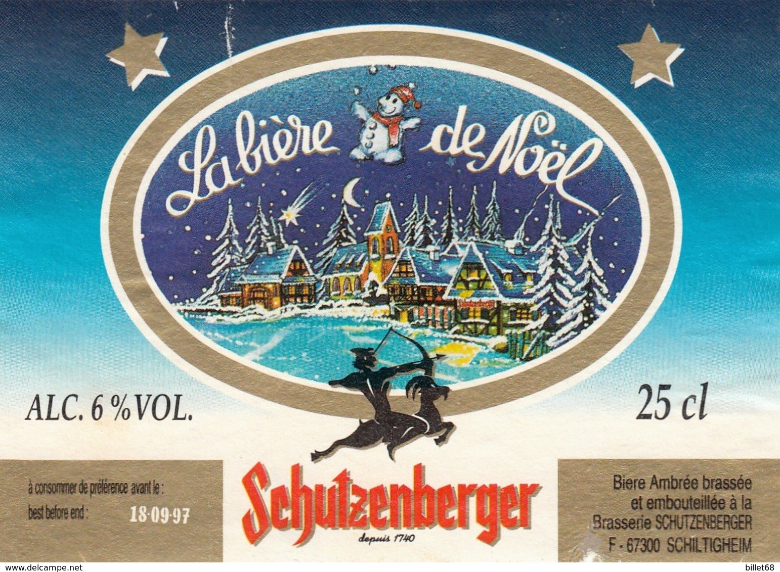 Etiquette Biere -  SCHUTZENBERGER - LA BIERE DE NOEL - Bière