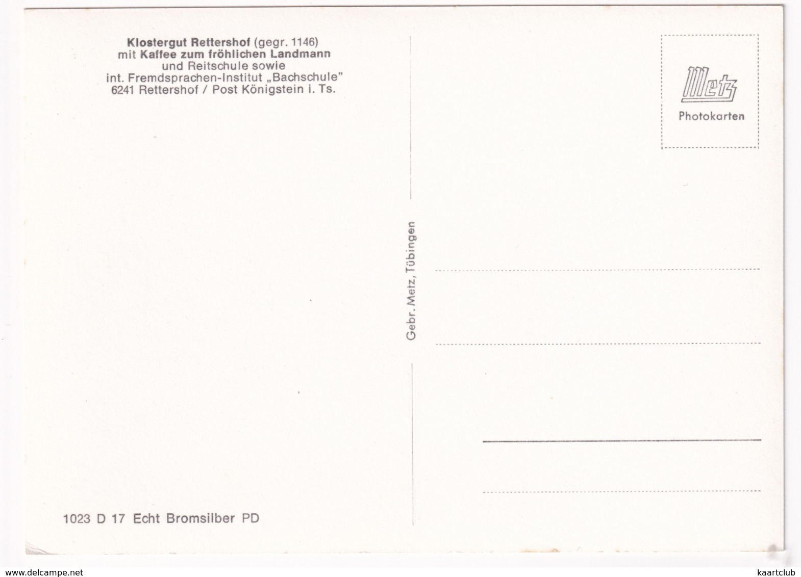 Klostergut Rettershof / Post Königstein I. T. - (D17) - Kelkheim