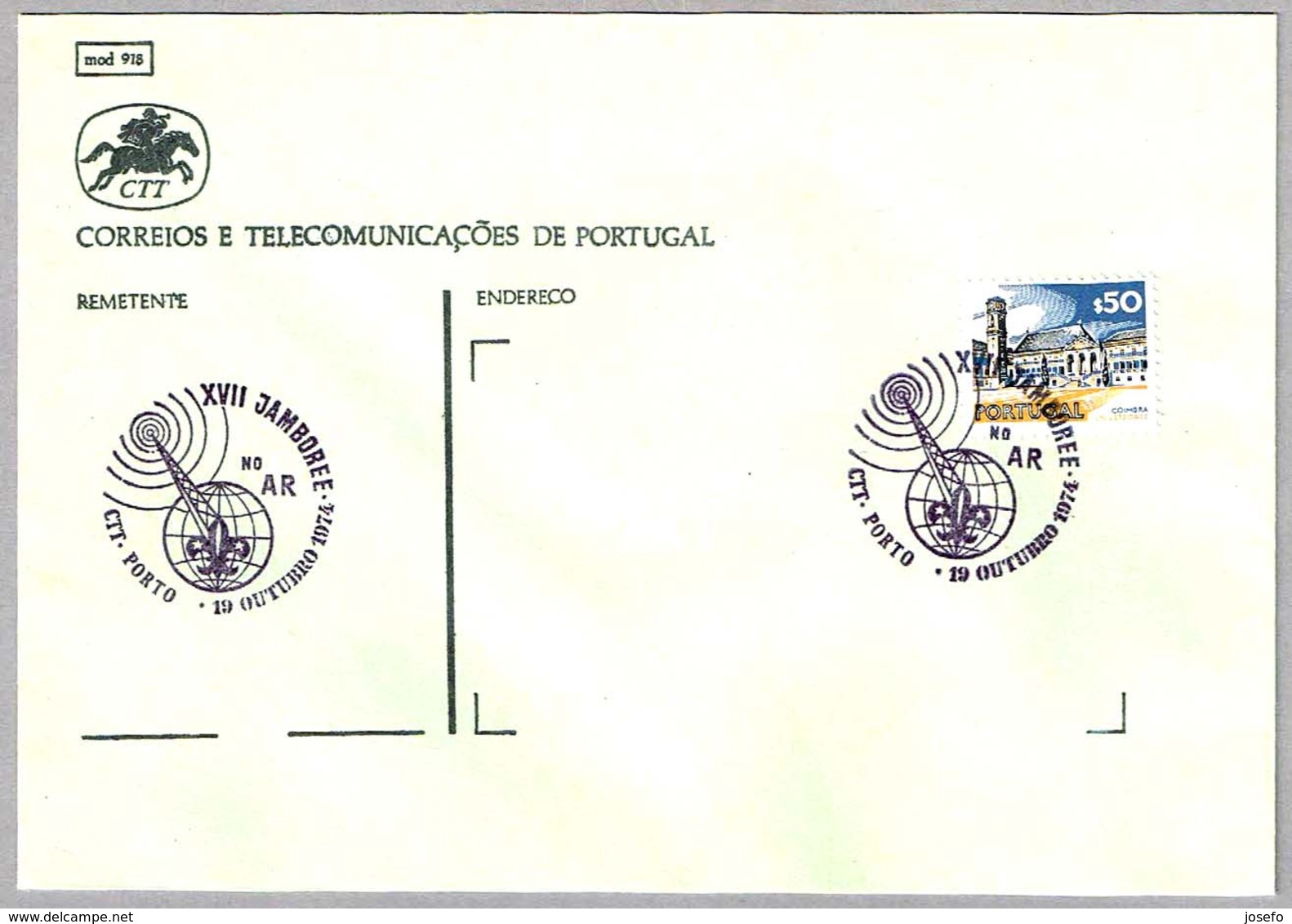 ESCUTISMO PORTUGUES - XVII JAMBOREE NO AR - SCOUTS. Porto, Portugal, 1974 - Cartas & Documentos