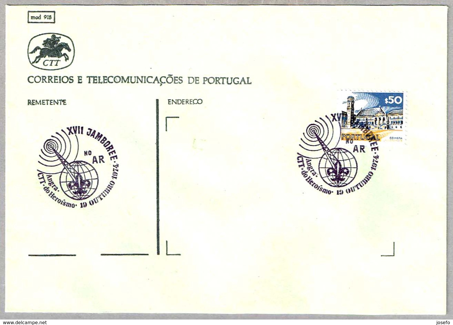 ESCUTISMO PORTUGUES - XVII JAMBOREE NO AR - SCOUTS. Angra Do Heroismo, Portugal, 1974 - Cartas & Documentos