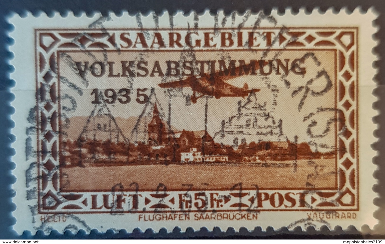 SARRE / SAARGEBIET 1934 - Canceled - Mi 198 - Volkabstimmung 1935 - ABART: Gesperrte Jahreszahl - Usados