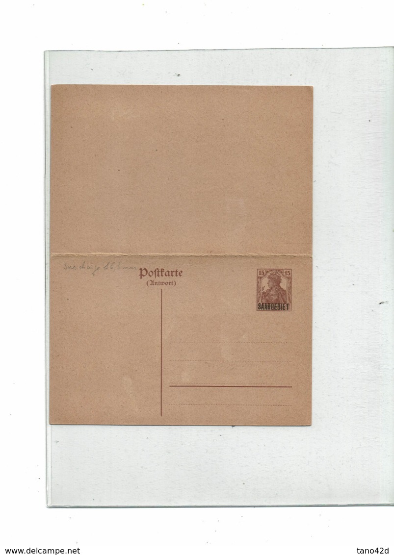 DIV3 - SARRE ADMINISTRATION FRANCAISE 1919 EP CPRP 15pf+15pf TYPE I NEUVE ACEP N° CP4 - Postal Stationery